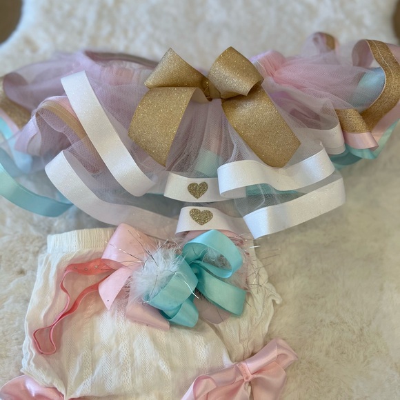 Other - Custom Made Gold and White Kids Tutu Set